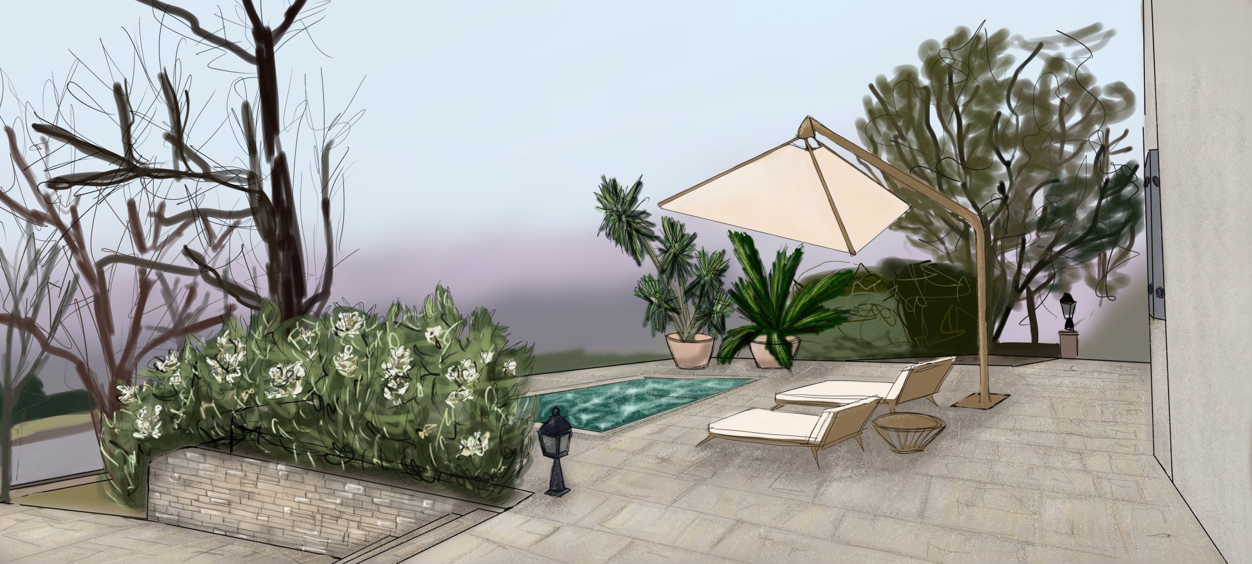 Création d&rsquo;une extension de terrasse avec piscine et jardinière Image